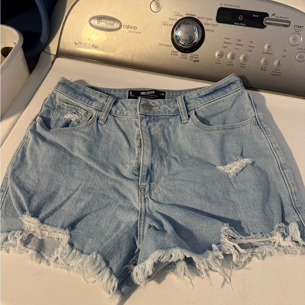 Hollister Light Wash Frayed Denim Shorts